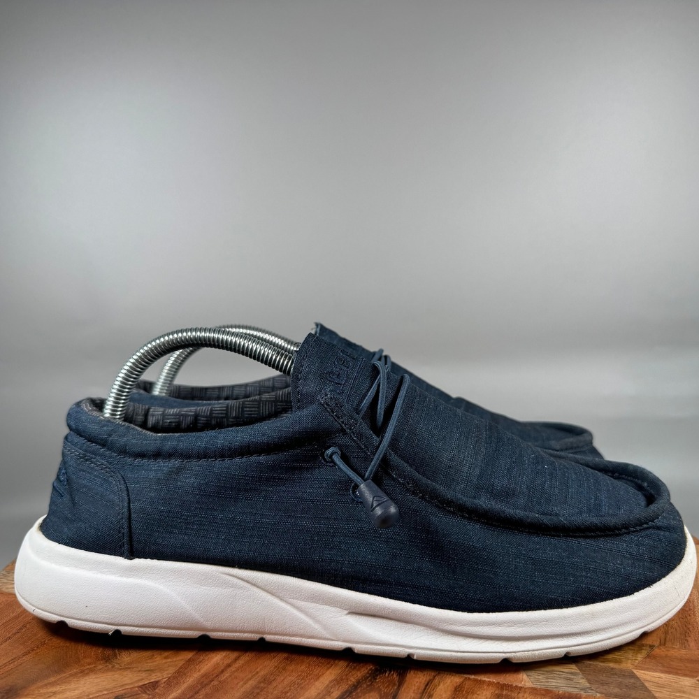 Reef Cushion Coast TX Mens 9 Navy Blue Textile Slip On Loafer Shoes K-21 XFC